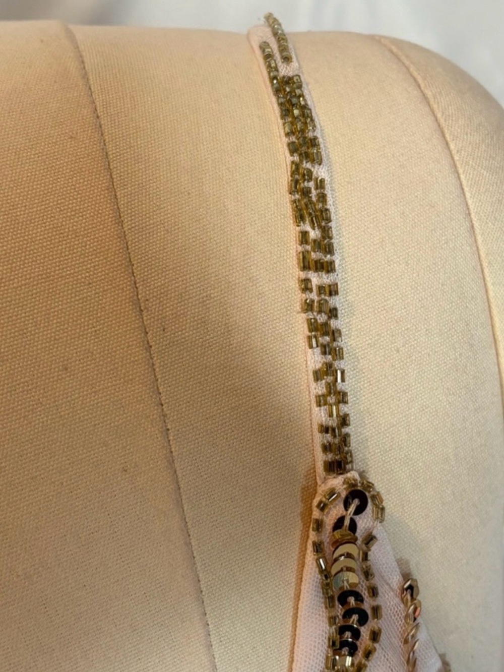 Floral Embroidered Ivory Evening Gown with Pink & Gold Detail - Picture 8 of 13